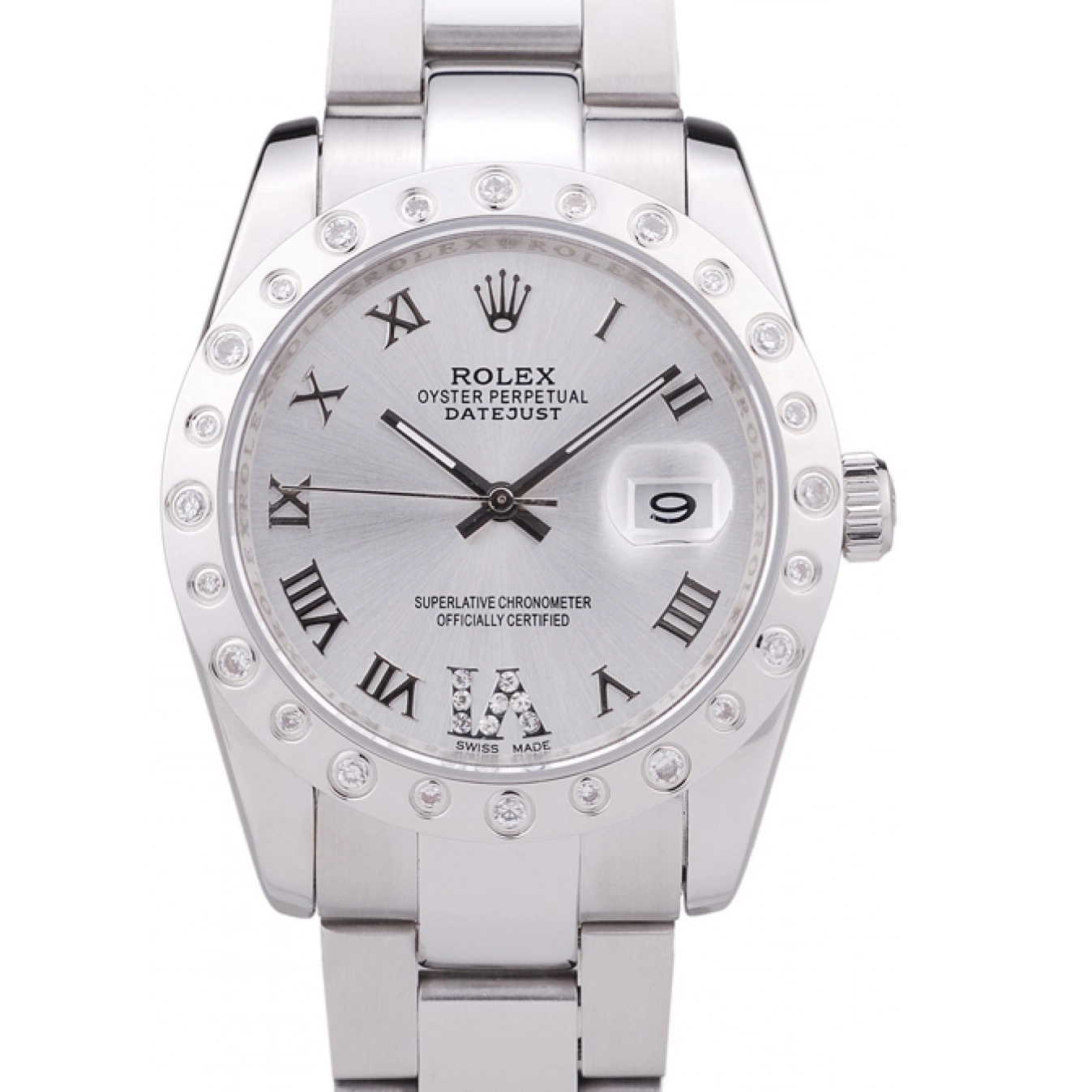 Aaa replica watch Rolex Bezel Dial Diamond Silver 7468 Datejust 0819